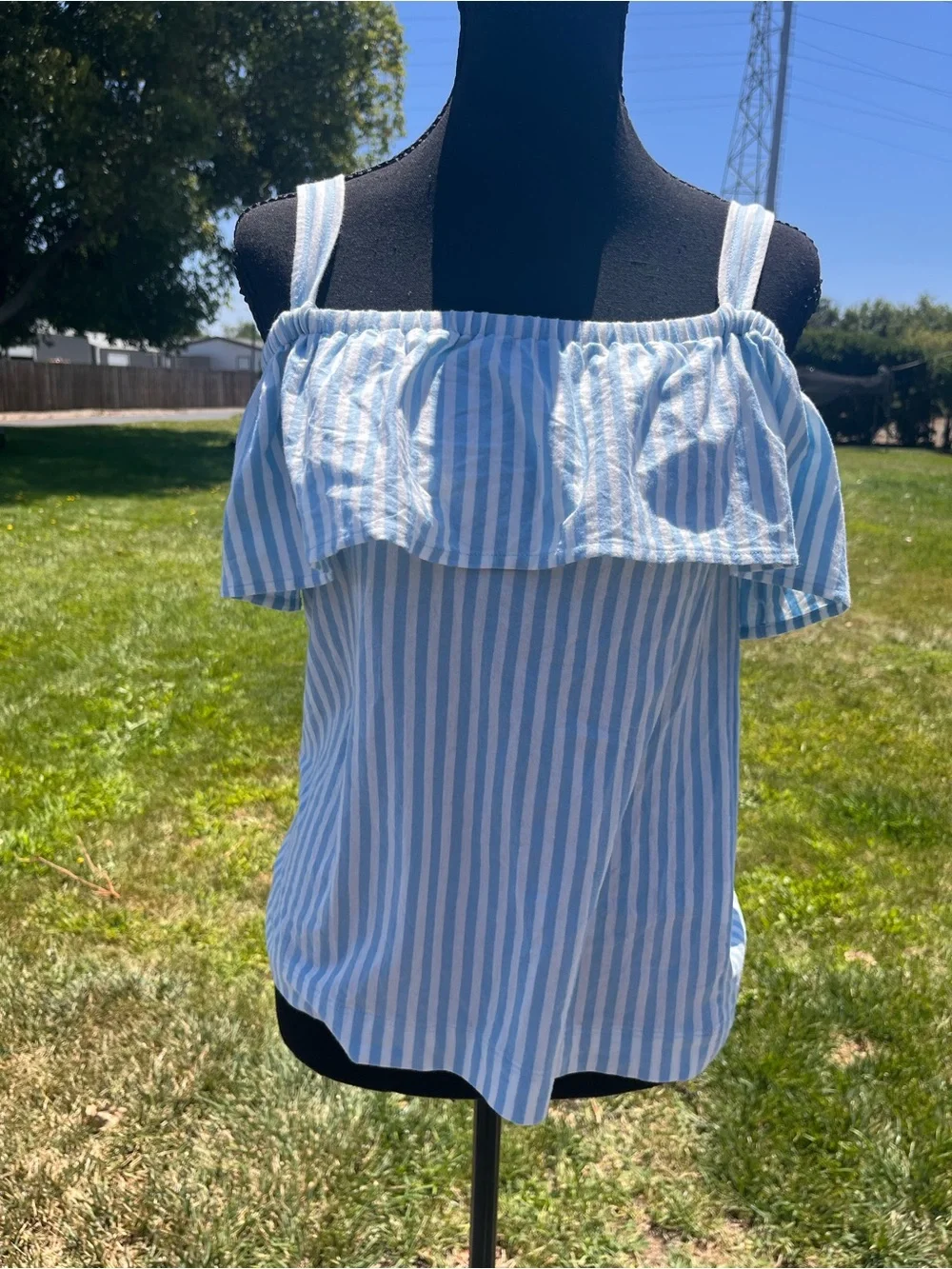 J crew factory striped off the shoulder tank top NWT